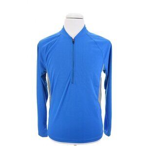 L.L Bean LL Bean Mens 1/2 Half Zip Pullover Gym Running Wicking Blue Pocket Sz M